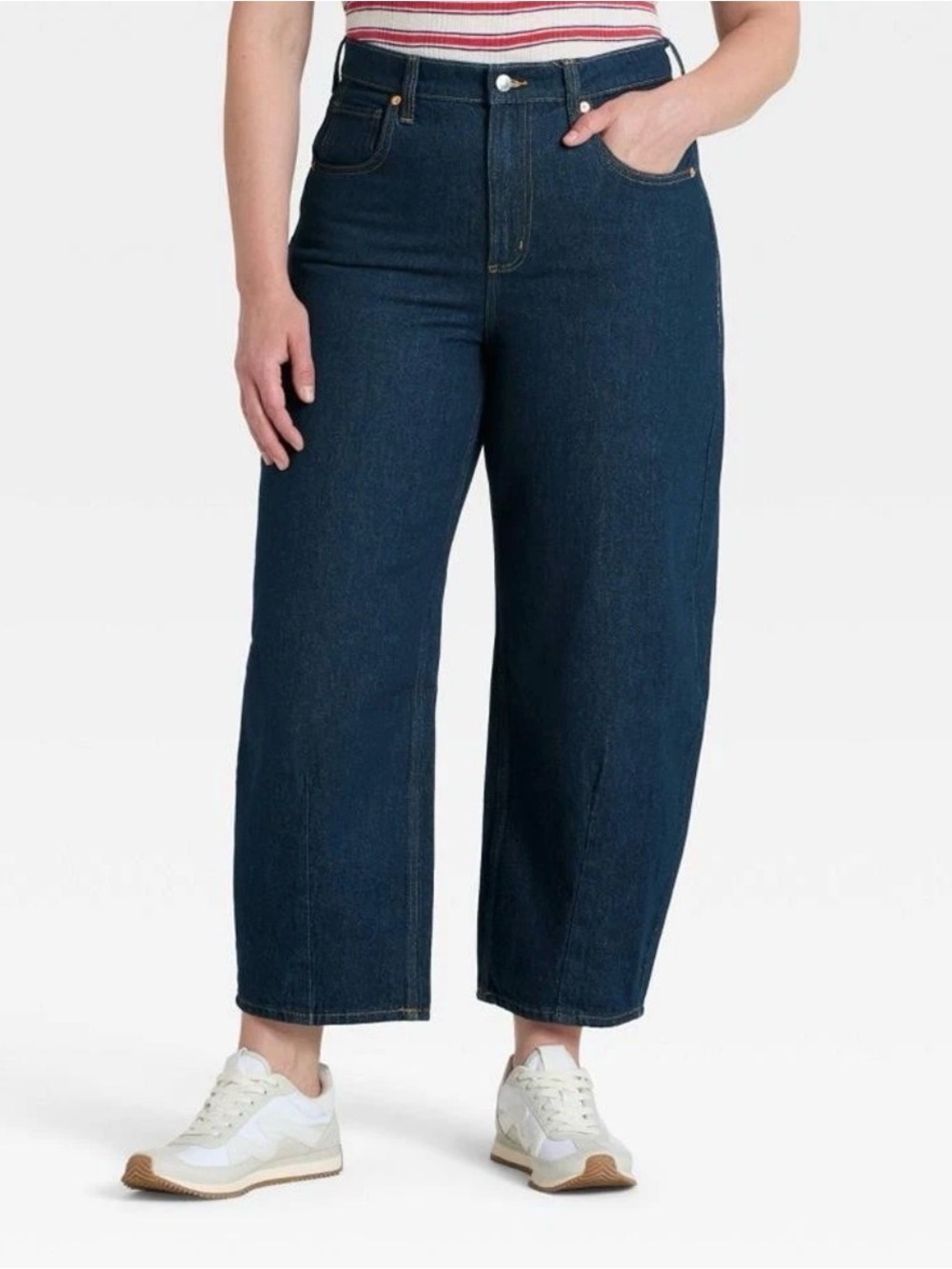 High-Rise Wide-Leg Women's Jeans — Dark Blue